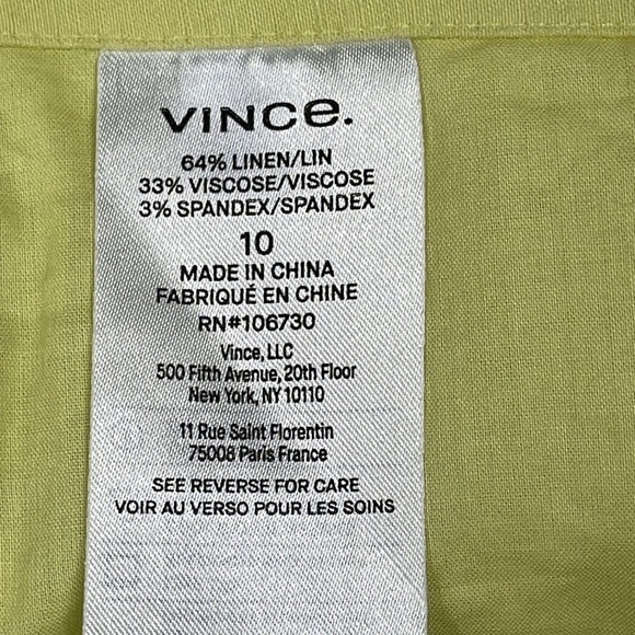 New Vince High Waist Tailored Utility Trouser Pants Pomelo Yellow Linen Sz 10 - Picture 15 of 16